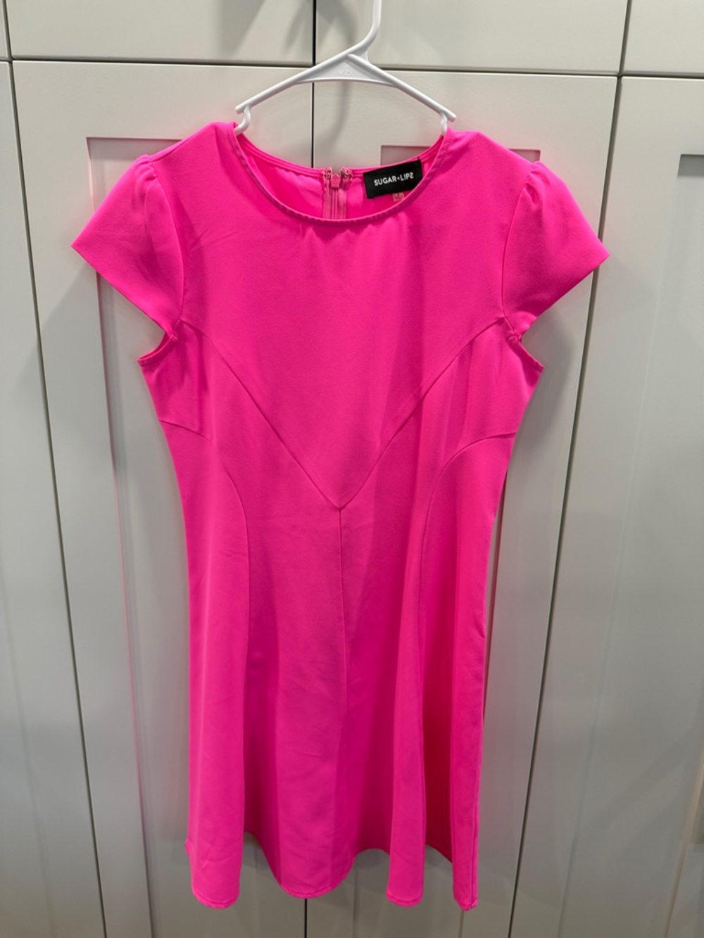 Sugarlips Neon Pink Short Sleeve Fit & Flare Dress